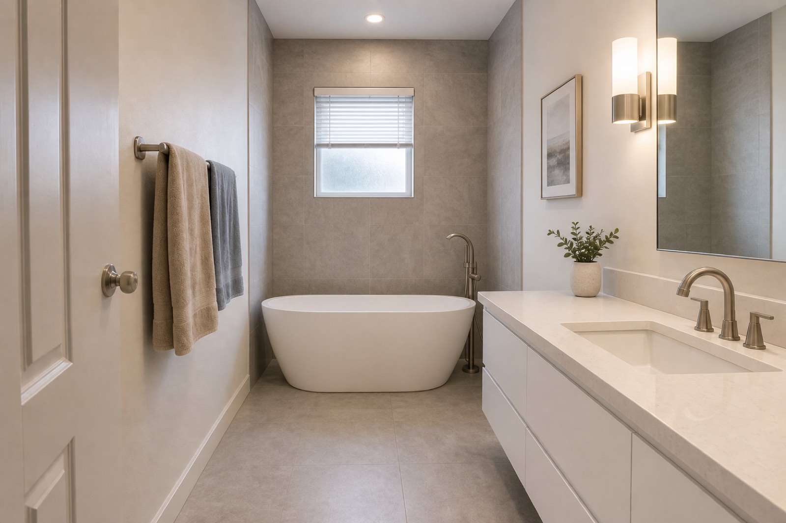 Same primary bathroom after spa remodel