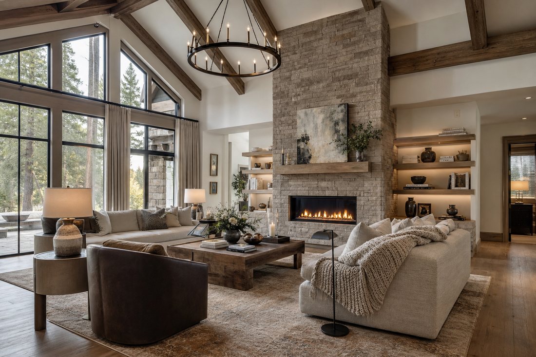 Luxury remodeled open-concept living room